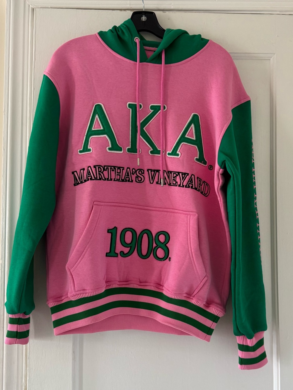 AKA Pink & Green Pullover Hoodie - Martha's Vineyard 1908